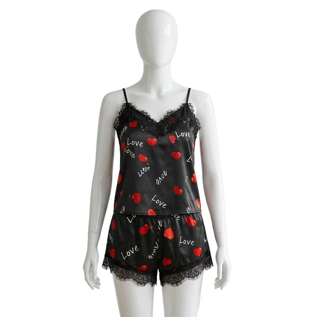 New Underwear Temptation Suspender Ruffle Edge Home Pajamas Set Two-piece Set Short Doll Feminino Pijama Sleepwear