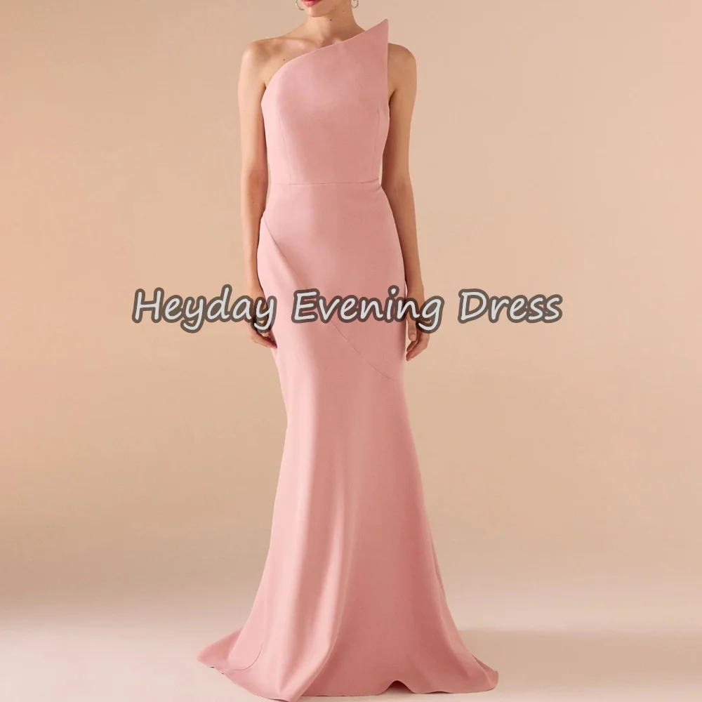 

Heyday Crepe Mermaid Strapless Floor Length Draped Simple Saudi Evening Dresses For Women 2025 With Sleeveless Arab Party Dress
