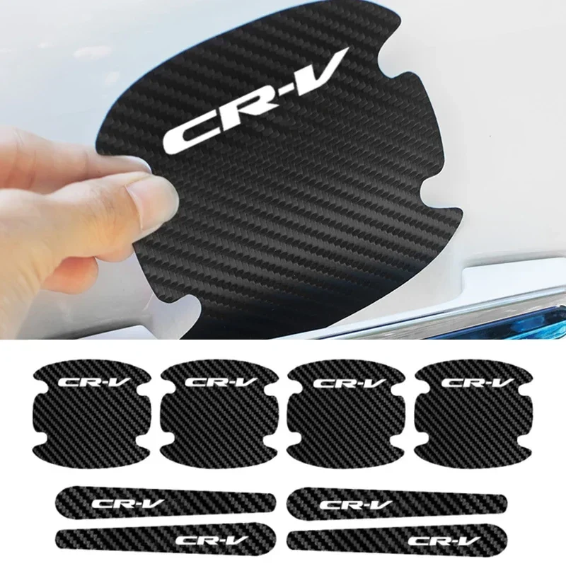 

Car Anti-scratch Stickers Carbon Fiber Decal Door Handle Protective Decoration for Honda CR-V CRV Logo HRV Civic Accord Odyssey