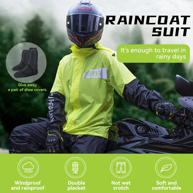 Star Field Knight Motorcycle Riding Raincoat Set Raincoat Rainpants Split Men And Women\'s Thin Reflective Waterproof Clothing