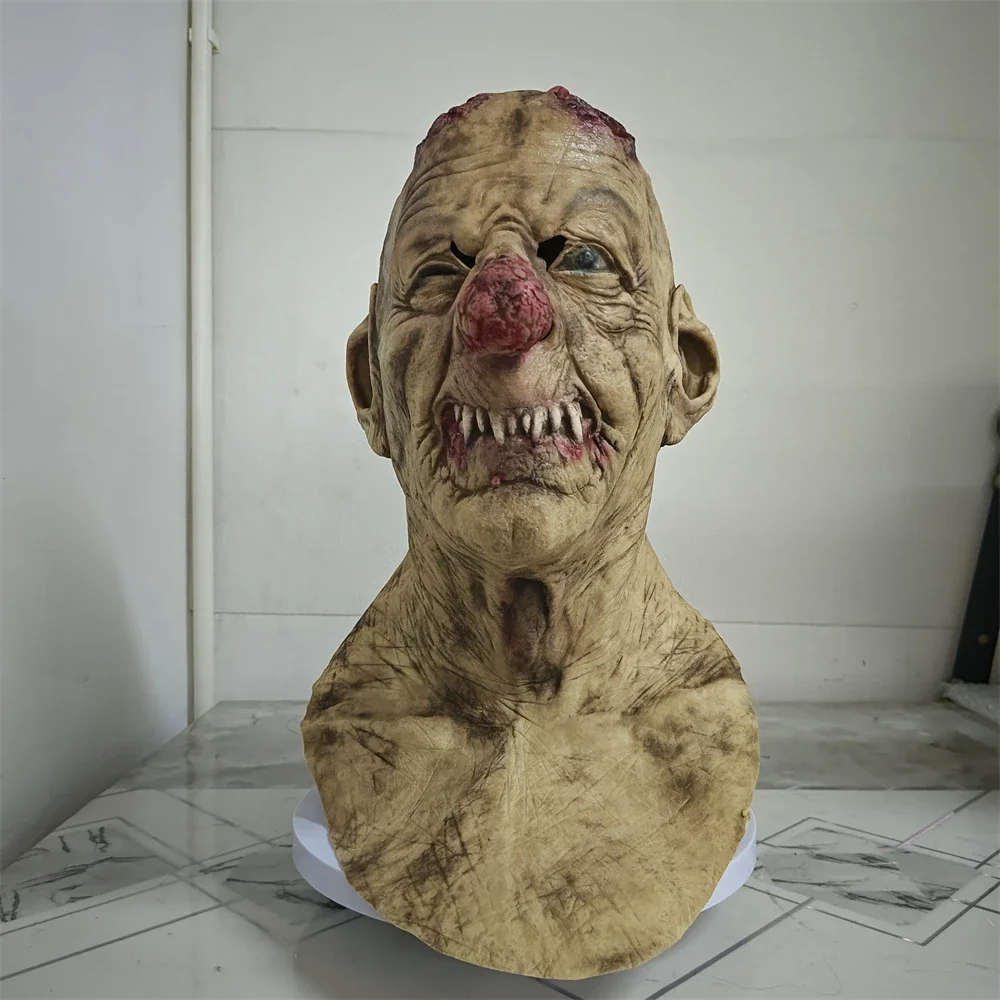 

Horror Mask Goblins Big Red Nose Old Man Head Cover Creepy Halloween Costume Party Cosplay Props Scary Latex Clown Mask