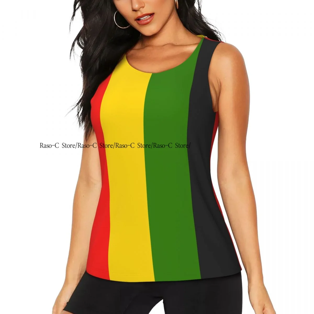 Women's Sleeveless Yoga Tank Top Jamaica Flag Stripe Quick Dry Running Training Sports Vest Fitness Gym Top Workout Yoga Shirts