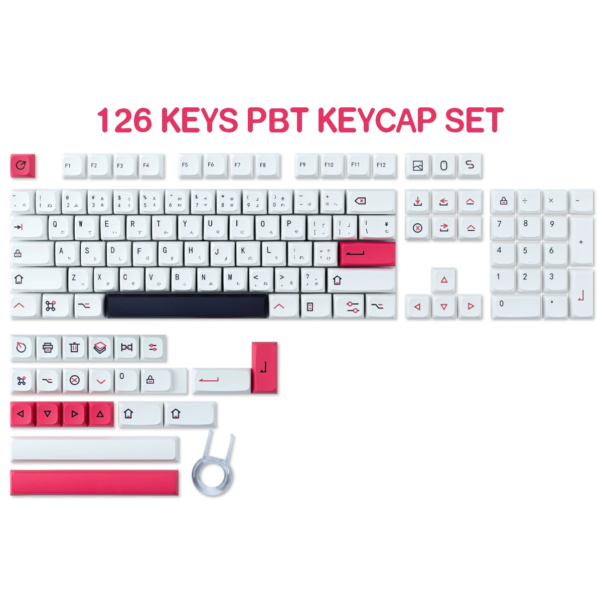 Powdered Sushi Japanese Keycap Set PBT XDA Profile DYE-Sublimation 126 Keys for Mechanical Keyboards