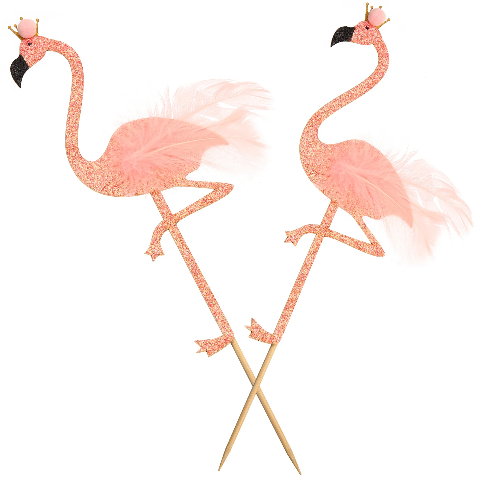 

2Pcs Flamingo Cake Decoration Elegant Birthday Cake Ornament Food Grade Material Creative Design Party Decor Cupcake Topper