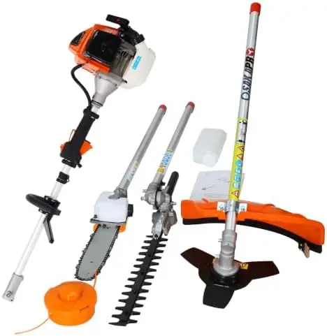 4 In 1 Multi-Functional Trimming Tool, 63Cc 2-Cycle Garden Tool System With Gas Pole Saw, Hedge Trimmer, Grass Trimmer, And