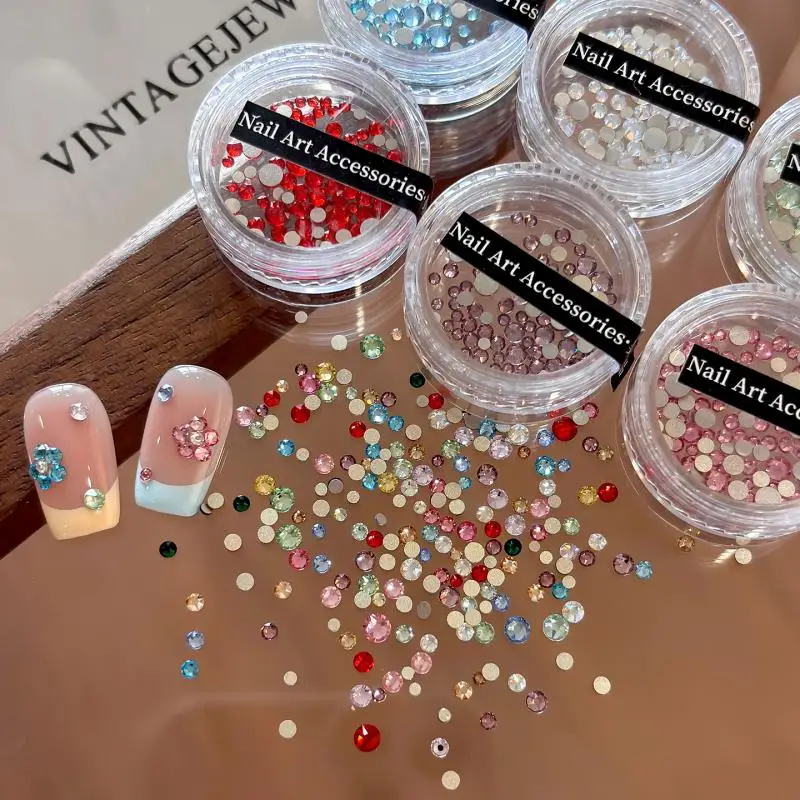 100Pcs Sparkling Rhinestones Clear Flat Back Glass for Creative Nail Art and Drill Application