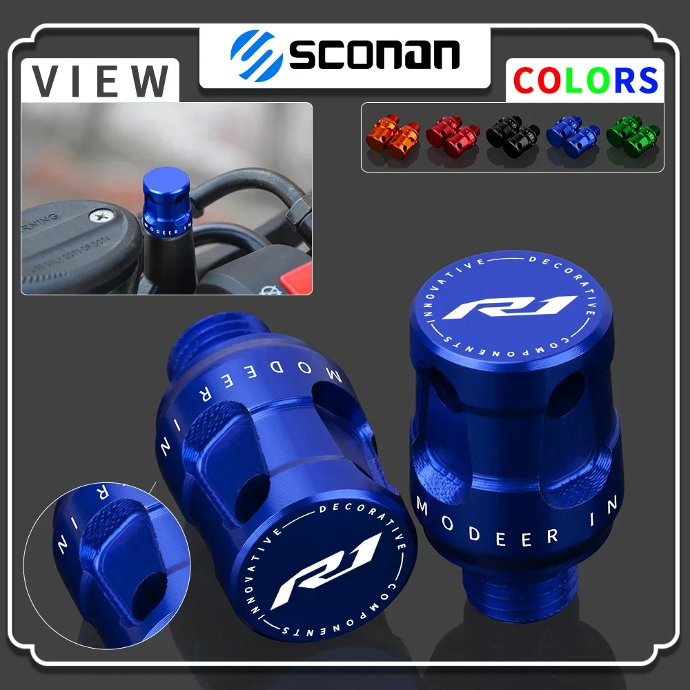 

For YAMAHA R1 YZF-R1 YZF-R1M yzf r1 r3 r6 r7 r25 Motorcycle Mirror Hole Plugs CNC Aluminum Bolt M10*1.25 Motorcycle Accessories