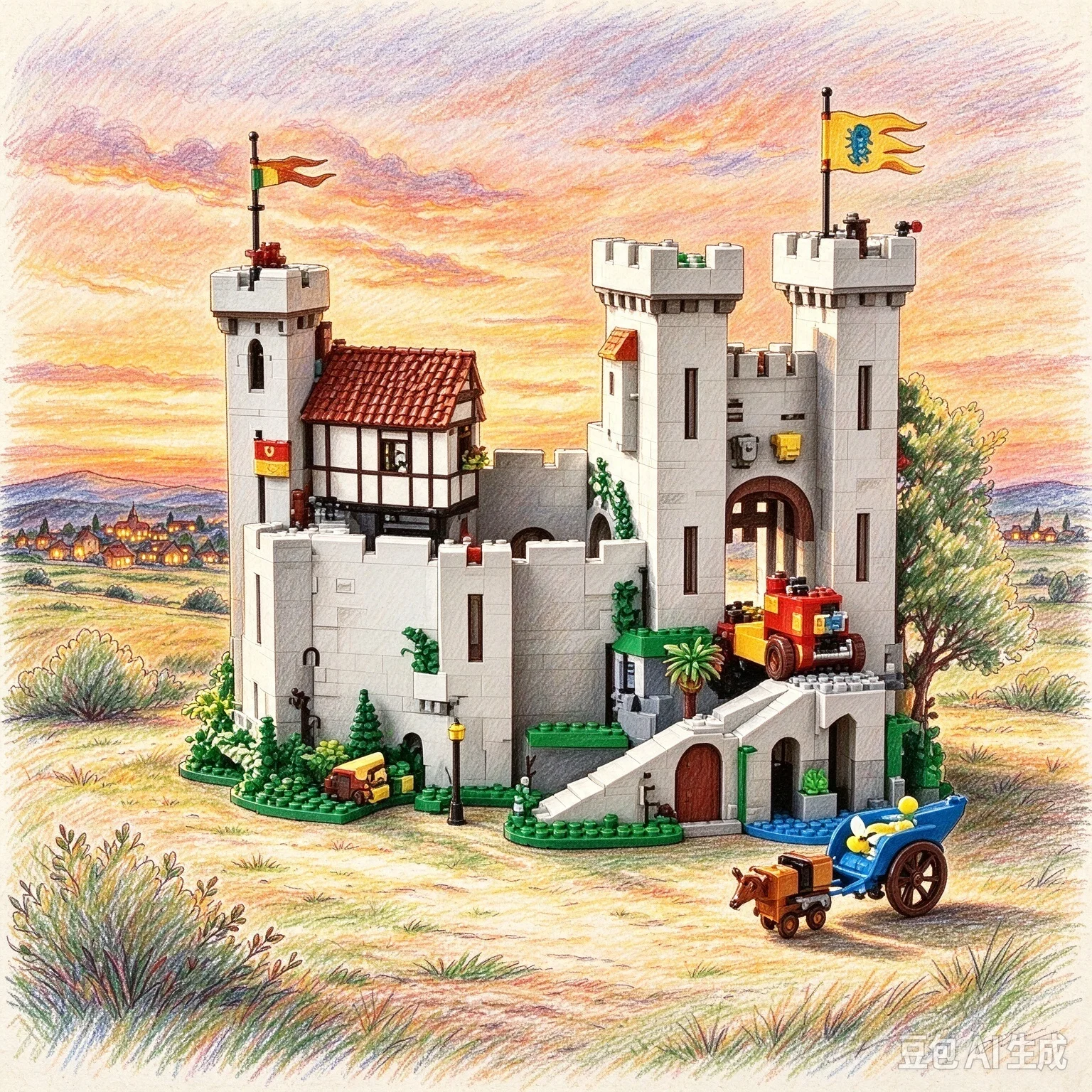 MOC Medieval Lion Knight Castle Building Blocks Modular Fortress Model Collection Display Bricks, Adult Lovers Gift