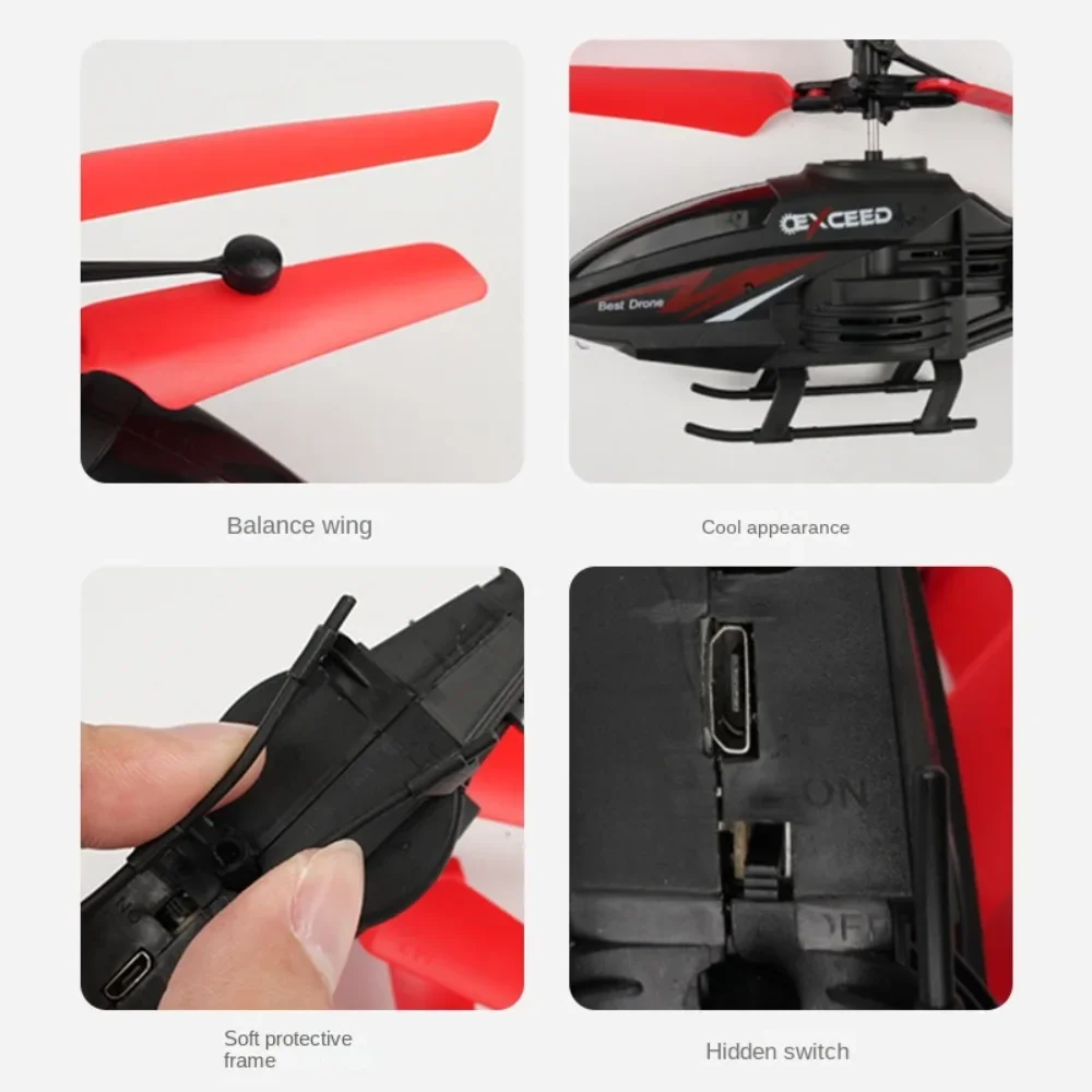 Hobbies Plástico Helicópteros RC Controle de Gesto Preto Avião de Controle Remoto Recarregável Mini Adultos