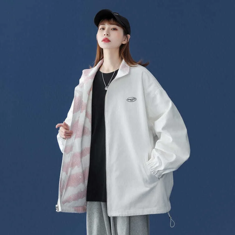 

ZOUXO Jacket Women 2022 Spring Autumn K-pop Loose Jacket Retro Casual Reversible Coat Clothes