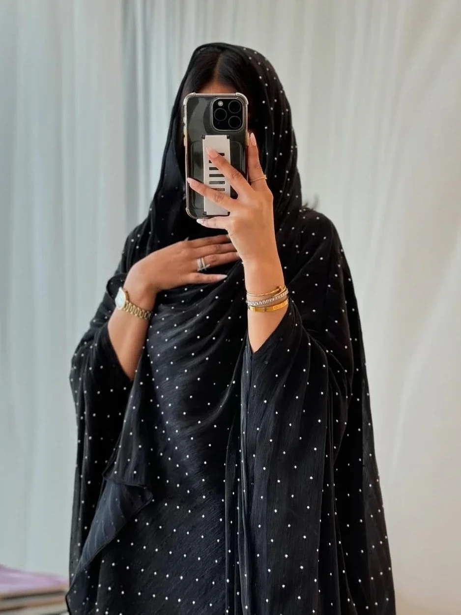 Muzułmańska sukienka damska Abaya z szalikiem Diamentowy 2-częściowy zestaw Chusta na głowę Arabska długa szata Maroko Dubaj Kaftan Vestidos Jalabiya