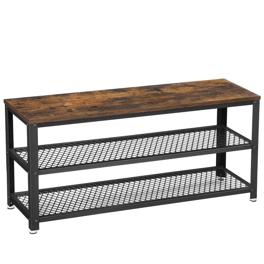 

3Tier Shoe Rack, Shelf Storage Bench with Metal Mesh Shelves and Seat, Free Standing Shoe Organizer for Entryway, 11.8 x 39.4 x