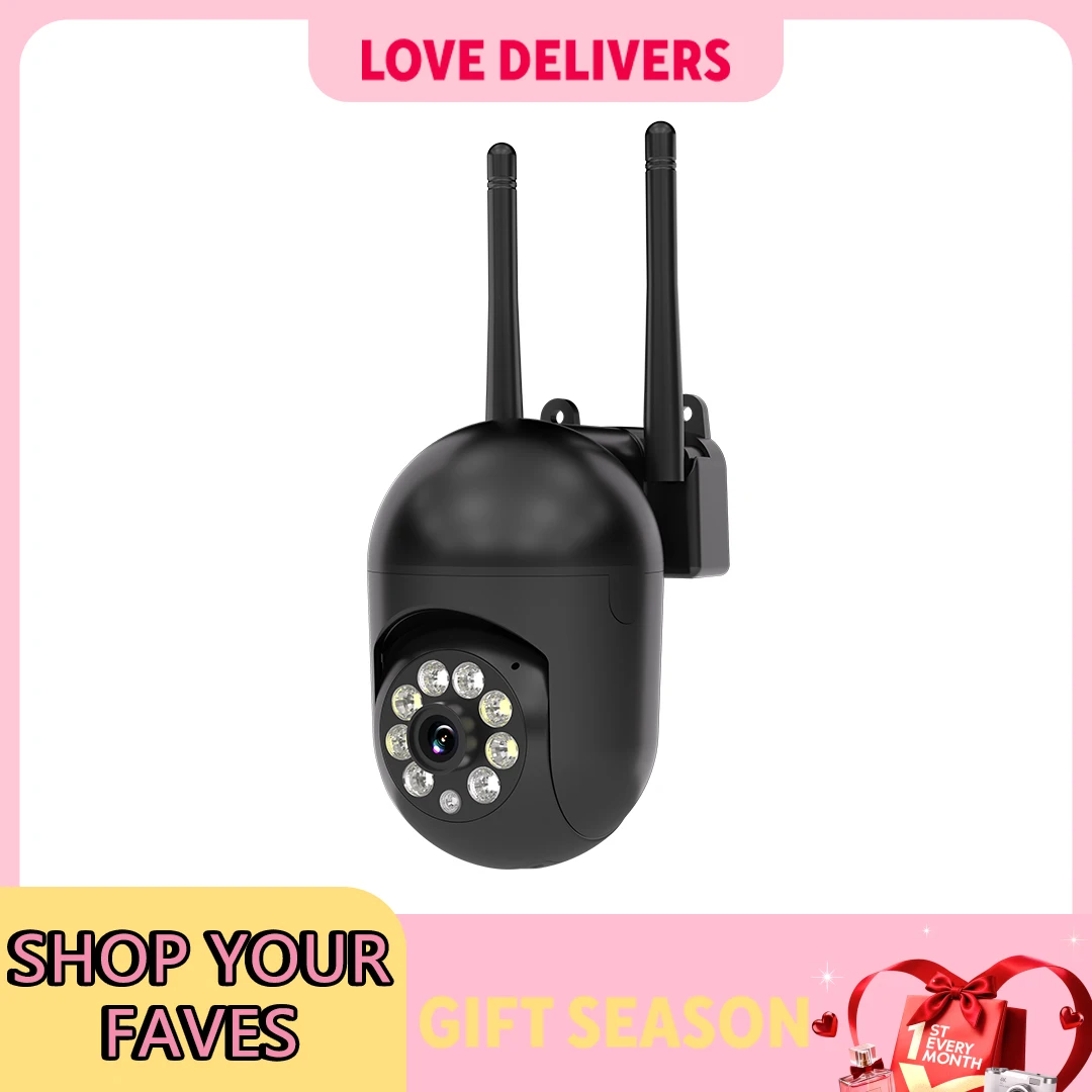 

1PC Ease Life APP Wireless 1080P HD Black Indoor/Outdoor WiFi Security Camera, Color Night Vision, 2-Way Audio, 360° Pan/Tilt/Zo