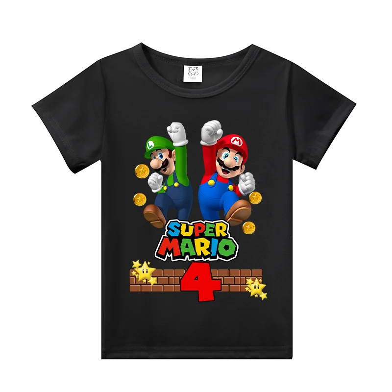 Super Marios Bros T-shirt Baumwolle Kleidung Kurzarm Sommer T-shirt Tops Jungen Hemd T-figuren Spiel Kinder Casual Kleidung