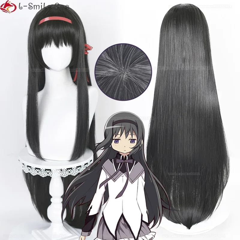 Anime Puella Magi Madoka Magica Akemi Homura Cosplay Wig 90cm Long Dark Grey Twisted Braid Hair Halloween Women Wigs + Wig Cap