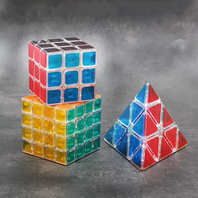 Zcube Transparent Magic Cube 3x3x3 2x2 4x4 5x5 Pyraminx Professional Speed Puzzle Zabawki dla dzieci Prezent 3x3 Speedcube Magico Cubo