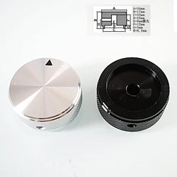 2pcs Solid aluminum alloy knob, 6mm diameter handle, universal all-aluminum potentiometer knob, 34*17MM screw fastening