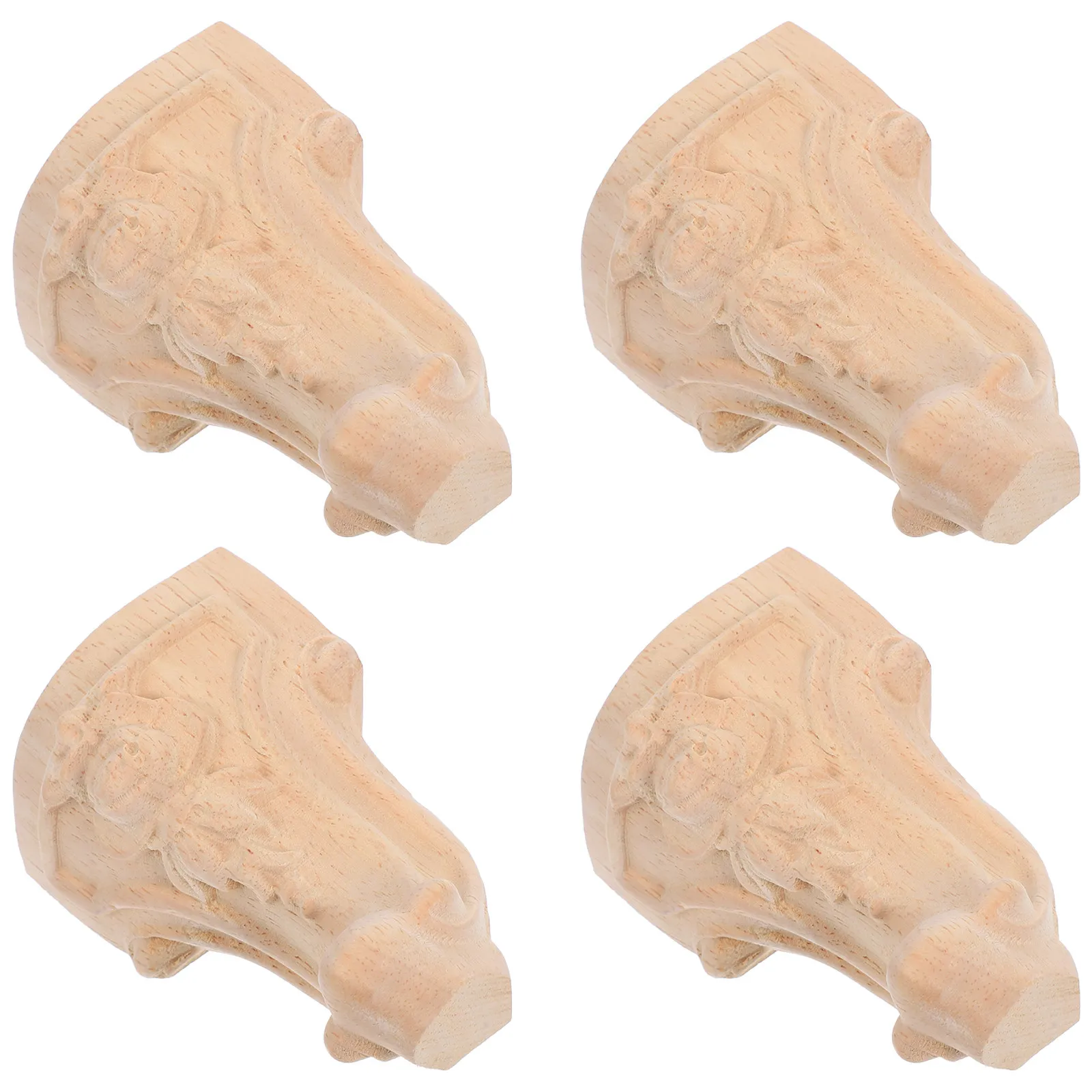 

4Pcs Rubber Wood Furniture Legs Carved Design Wooden Short Table Legs Replacement Sofa Chair Feet for Cabinet Dresser