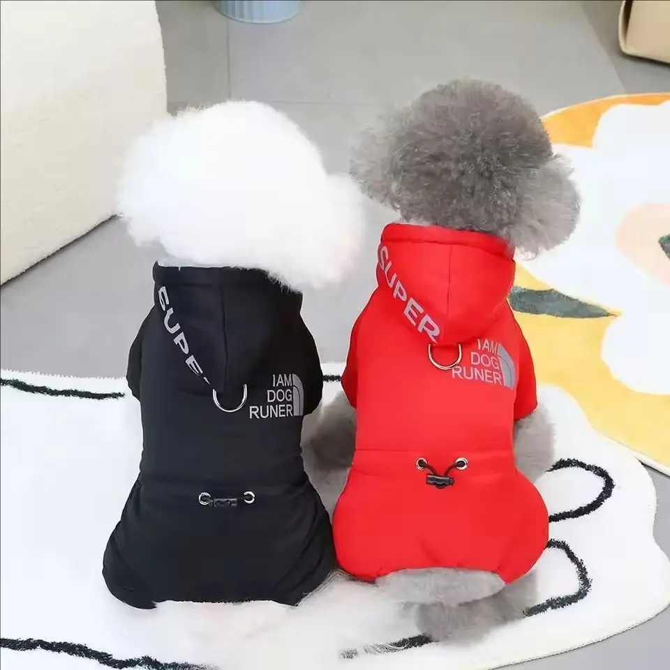 Verdickter warmer Hundeoverall Winter Haustier Hunde Kleidung für Chihuahua Mantel Wasserdichter Hoodie Welpenoverall Pudeljacke Haustierbekleidung