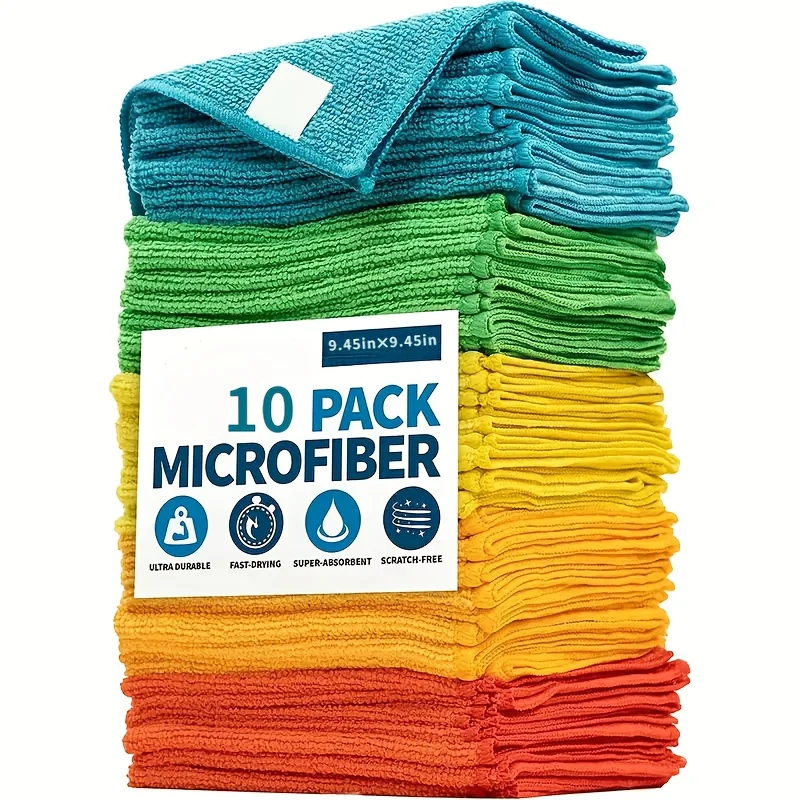 

10pcs Multi-Purpose Cleaning Cloths Set - Absorbent, Stain-Removing Towels for Home & Kitchen, Ideal for Living Room, Bedroom