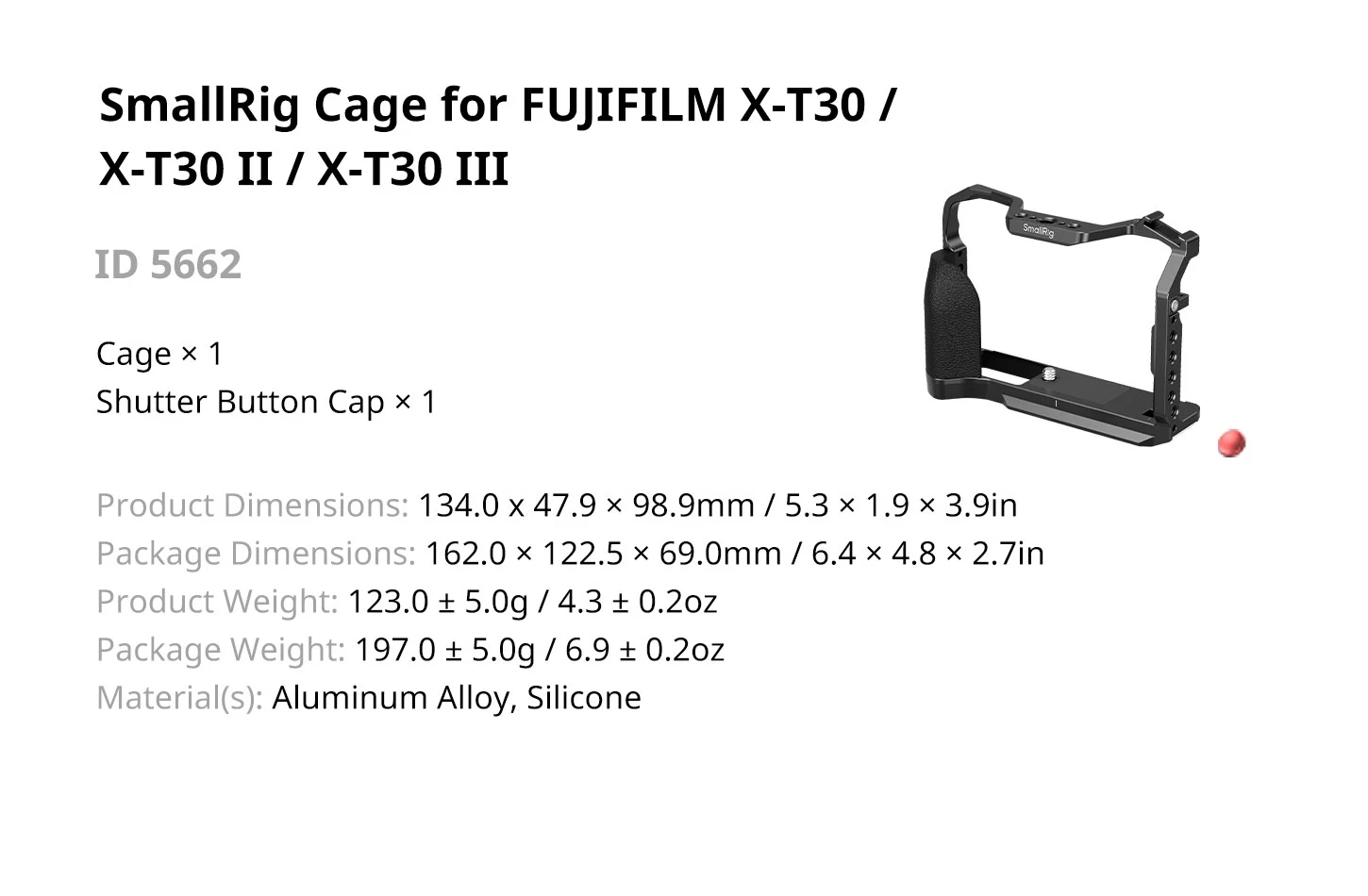 SmallRig X-T30 II L-förmige Montageplatte mit Silikongriff für FUJIFILM X-T30 / X-T30 II / X-T30 III, mit Verschlussknopfkappe 5664 – Detail 21