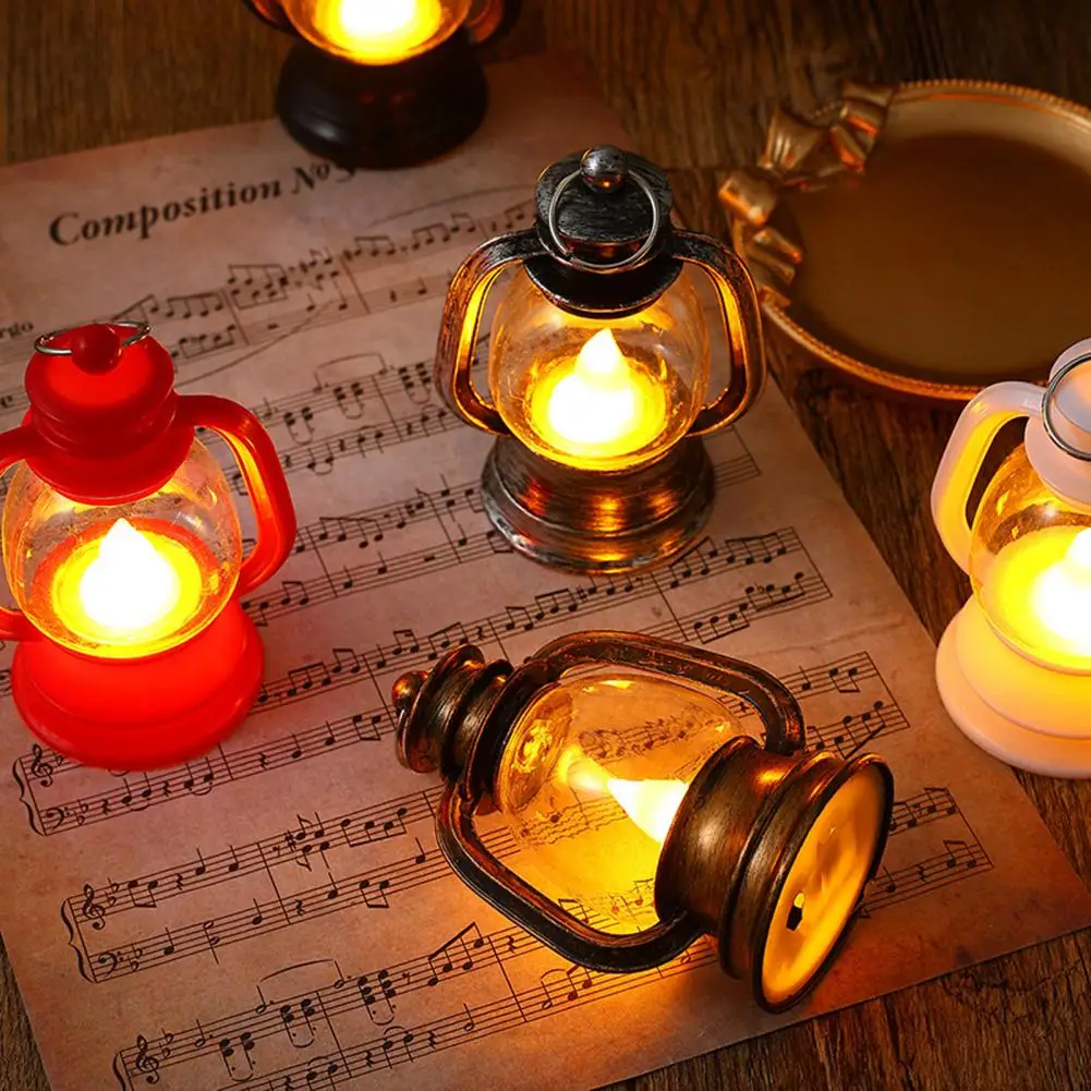 Small Oil Lamp Fine Workmanship Oil Lamp Retro Led Oil Lamp Lantern Multifunctional Night Light for Xmas Decoration with Warm