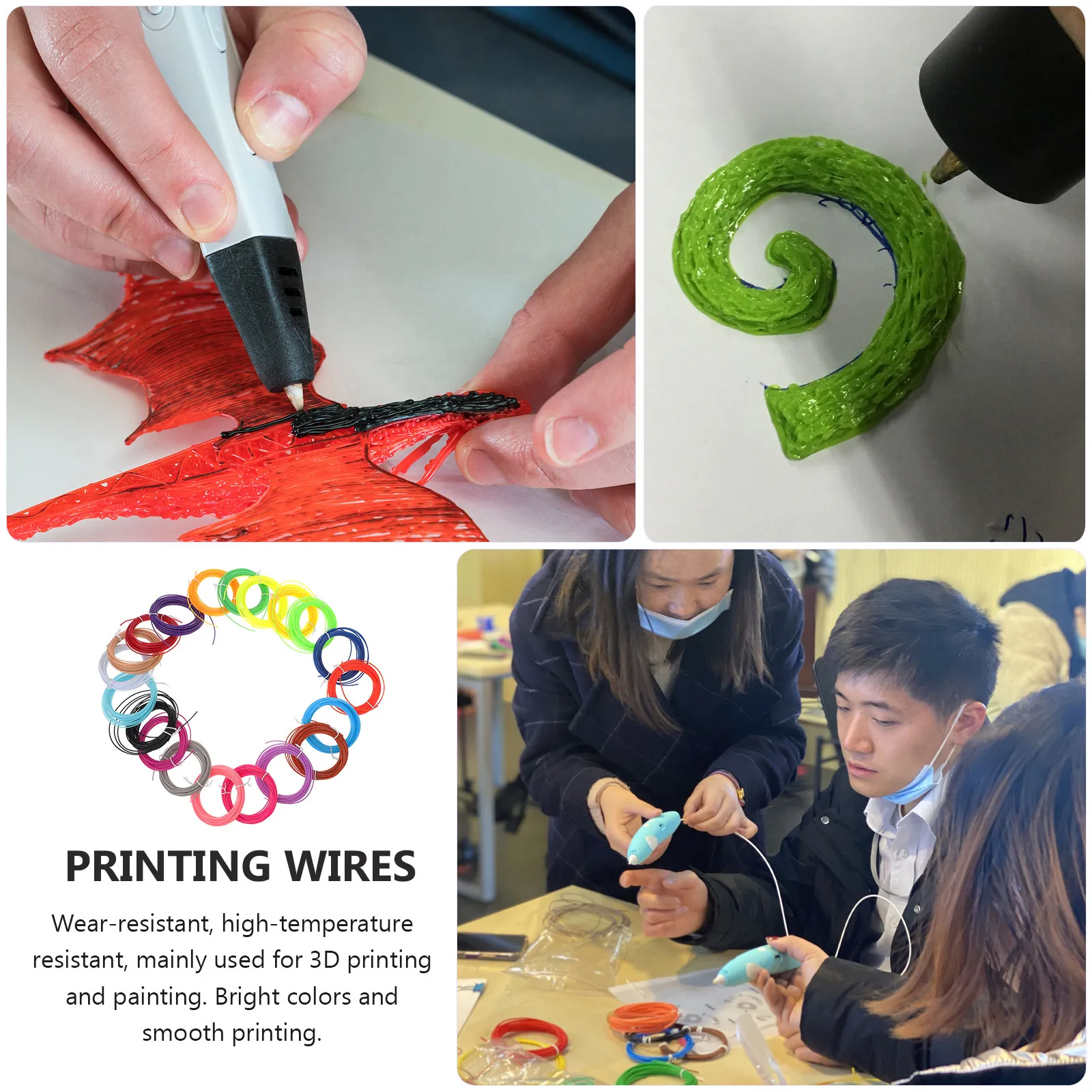 

20 шт. 3D-филаментов для ручек 3D-рисования: высококачественный материал, гибкие, прочные, простые в использовании, долговечные, лучший выбор для DIY-проектов