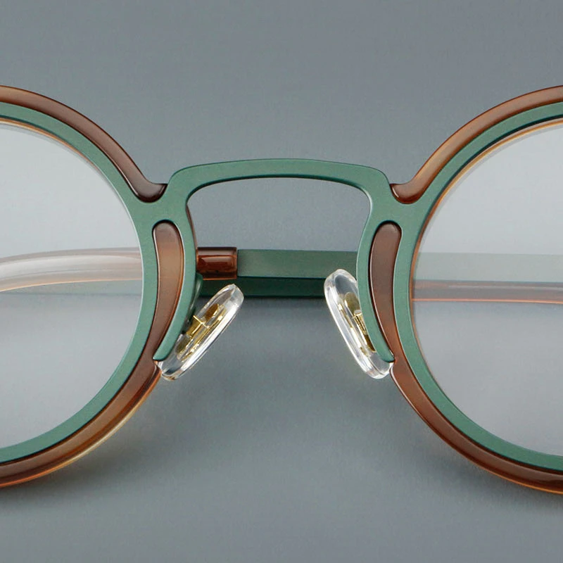 HONKAN Ultraleichter Acetat-Rahmen Metall-Brillengestell Retro Runde Lesebrille für Herren und Damen Hochwertiger Optischer Brillenrahmen – Detail 23