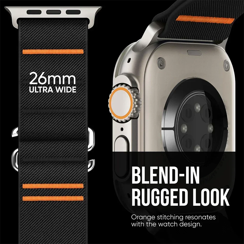 Спортивный нейлоновый ремешок для Apple Watch Ultra 2 49 мм 10 46 мм Мужской браслет-петля для IWatch 9 8 7 se 6 5 4 45 мм 44 мм Ремешок для часов Correa