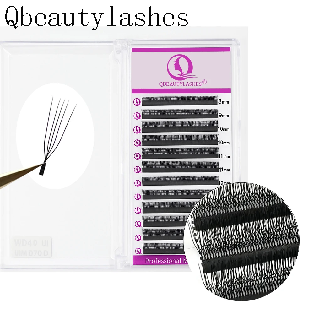 Qbeautylashes U 4D 5D まつげエクステ 簡単に取り外せるYYラッシュ ソフト平行プレメイドファンラッシュ C Dカール メイクアップツール