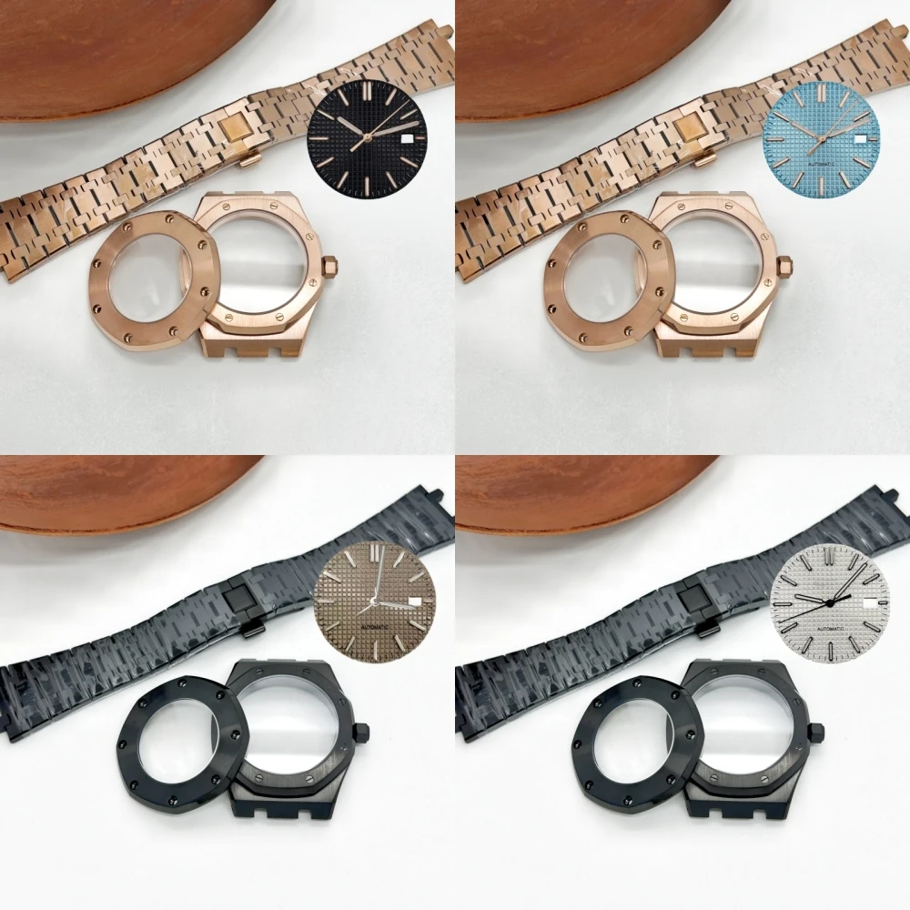 

41mm Black Watch Case Parts Steel Band Shell for Japan NH35 NH36 NH70 Automatic Movement for 31.8mm Dial 3 Hands Parts No Logo