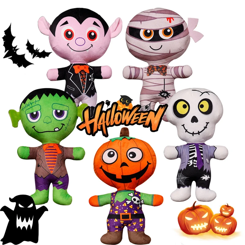 

5 Styles Halloween Anime Doll Vampire Mummy Pumpkin Hulk Skull Monster Plush Toy Gift Fun Birthday Gift Home Decor