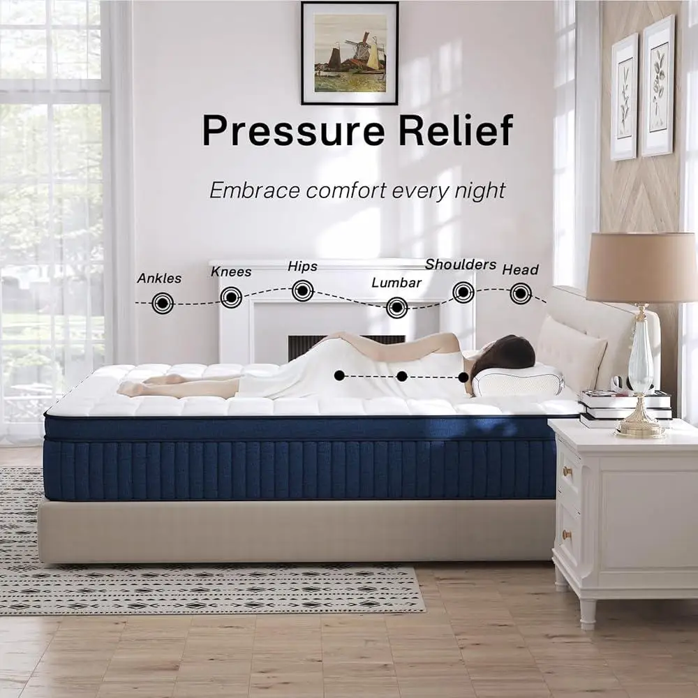 12 Inch King Size Hybrid Mattress Memory Foam Pocketed Springs Ultimate Motion Isolation Comfortable Pressure Relief Sleep