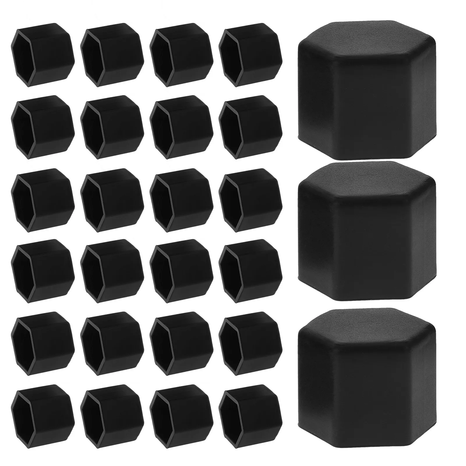 40Pcs Wheel Hub Decoration Covers Black 22Mm Silicone Hexagonal Tire Bolt Caps Rustproof Dustproof Car Lug Nut Rim Protector