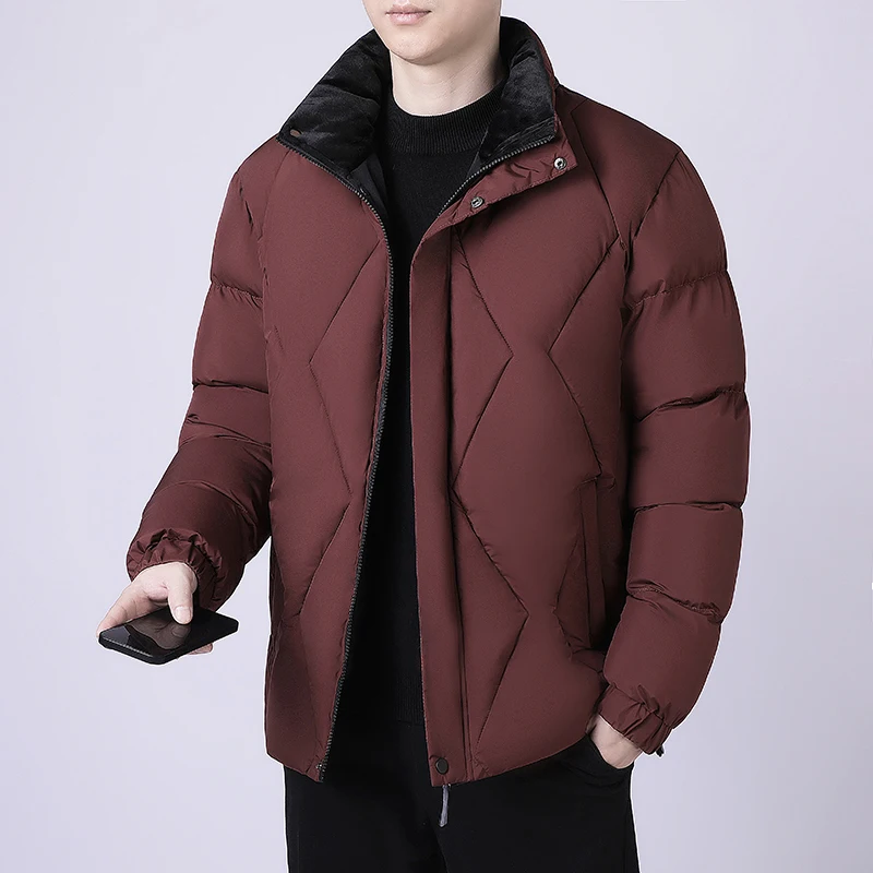 Trend Casual All-match Men Parkas Coats Fashion Comfortable Warm Outerwear Solid Color Thicken Male Clothing Winter New Style