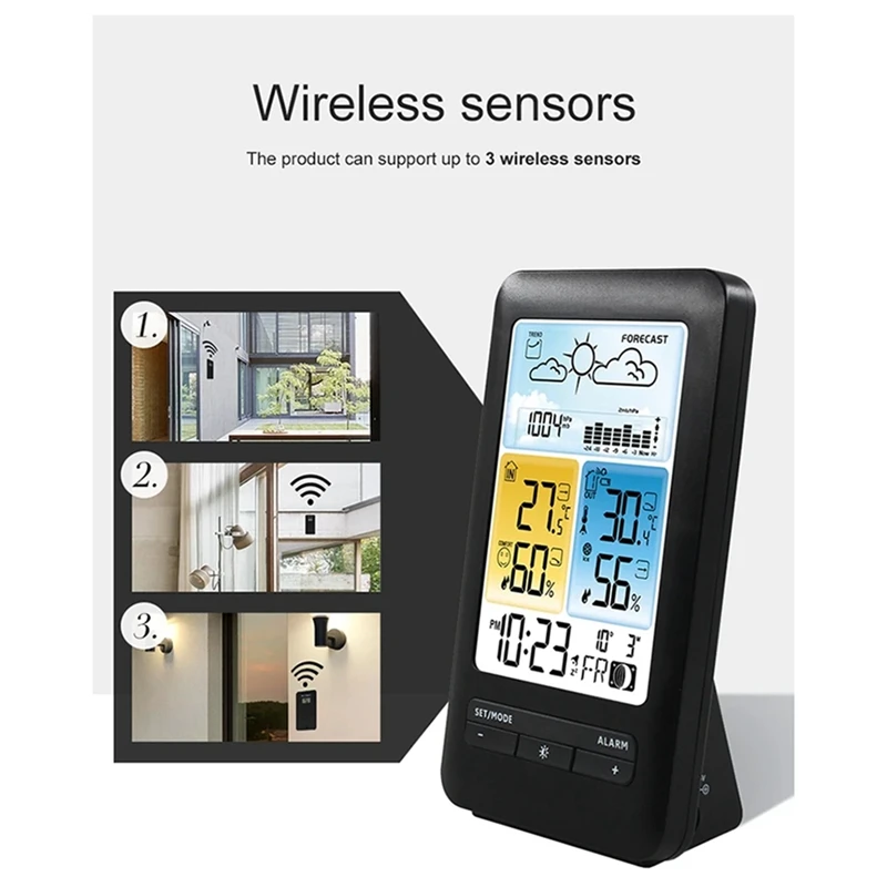 Wireless Digital Display Weather Station Thermometer, Temperature And Humidity Alarm Clock, Weather Forecast Sensor