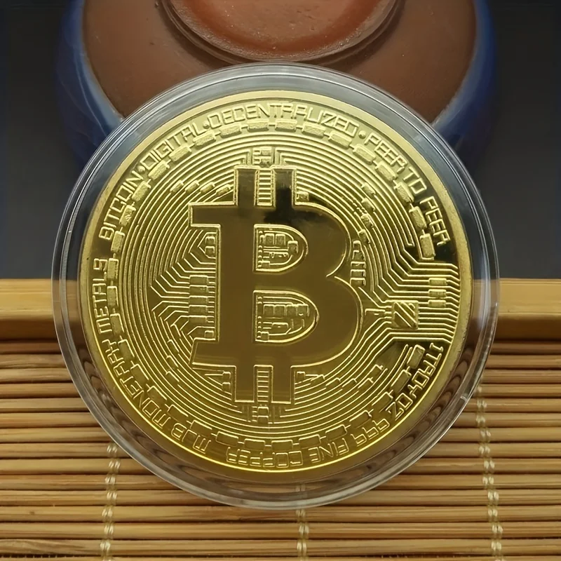 3 pcs/Pack Bitcoin Crypto Currency Gold-Plated Coin 40mm Diameter 1.5mm Thickness Silver Finish Collectible Gift Metal