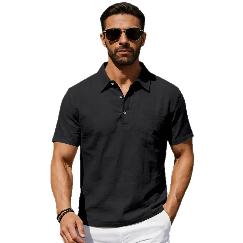 2025 Summer New Men's Business Print Short Sleeved POLO Shirt Comfortable and Cool Casual Fashion T-shirt