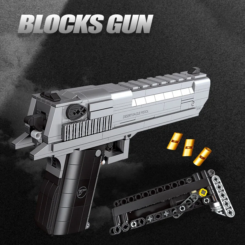 Military Weapon 795pcs Desert Eagle Handgun Model Building Blocks MOC Pistol Educational Bricks Toys For Children Boy Adult Gift