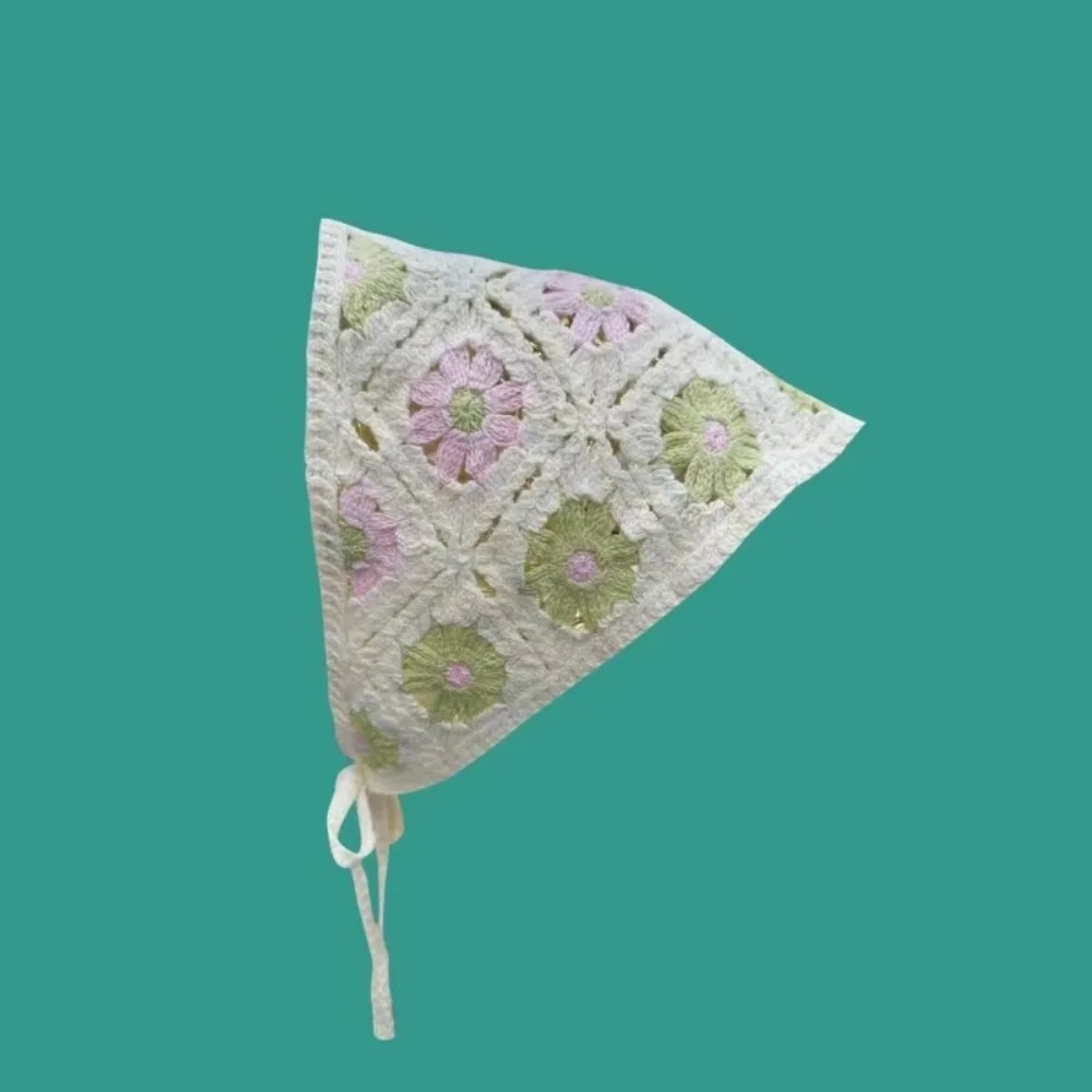 แฟชั่นโครเชต์ Turban ถักสไตล์วินเทจแถบคาดศีรษะผ้าพันคออุปกรณ์เสริมผมดอกไม้ที่มีสีสันผ้าพันคอผมสําหรับหญิงสาว