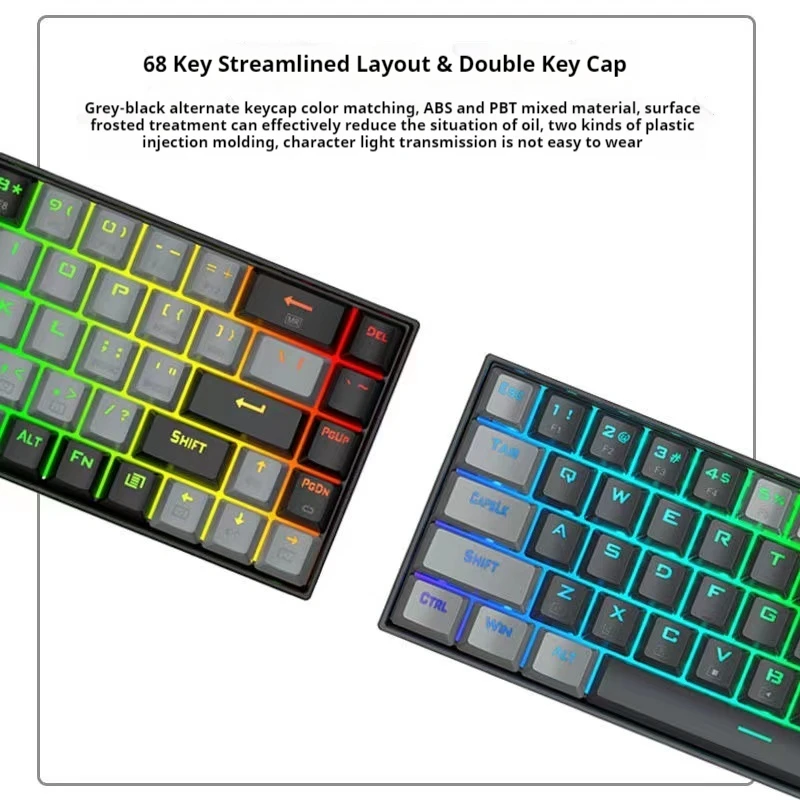 E-YOOSO Z686 لوحة المفاتيح الميكانيكية سماعة لاسلكية تعمل بالبلوتوث ثلاثي الوضع مبادلة ساخنة 68 مفاتيح مبادلة ساخنة بيئة العمل لوحة مفاتيح الألعاب الإلكترونية هدية #3