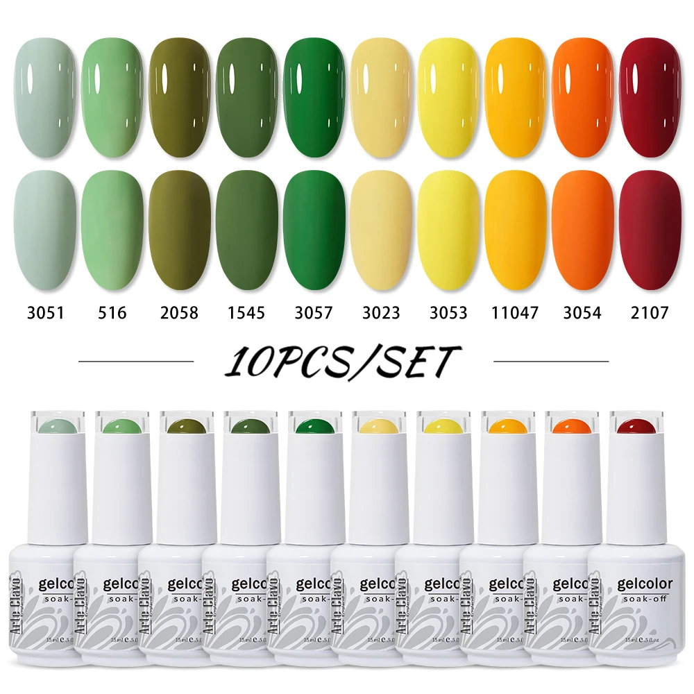 

Arte Clavo 15 мл 10 шт. зеленый цвет гель-лак для ногтей УФ-лак для ногтей полуперманентный светодиодный лак гибридный маникюр нужен базовый верх