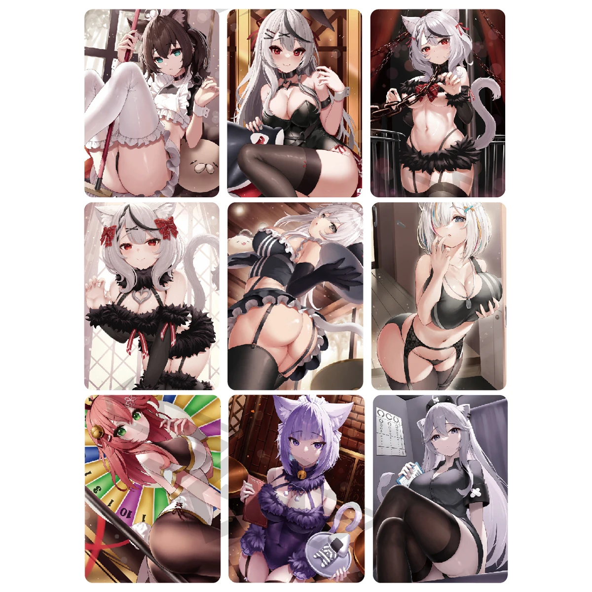 

9Pcs/set Anime Cat Lady Flash Cards ACG Underwear Uniform Series Kawaii Game Anime Collection Cards Diy Gift Toys