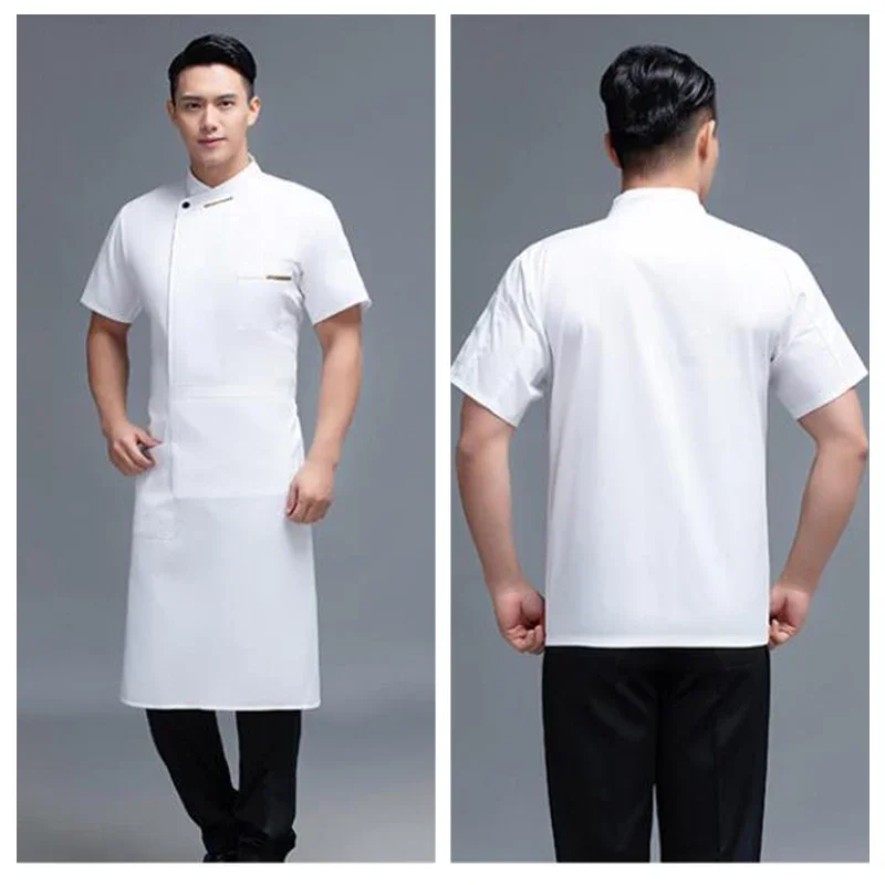 Abrigo de Chef Unisex para hombre y mujer, delantal de manga larga, chaqueta de Chef, uniforme de Chef para la cabeza, ropa de trabajo de cocina para restaurante y Hotel, ropa de cocina