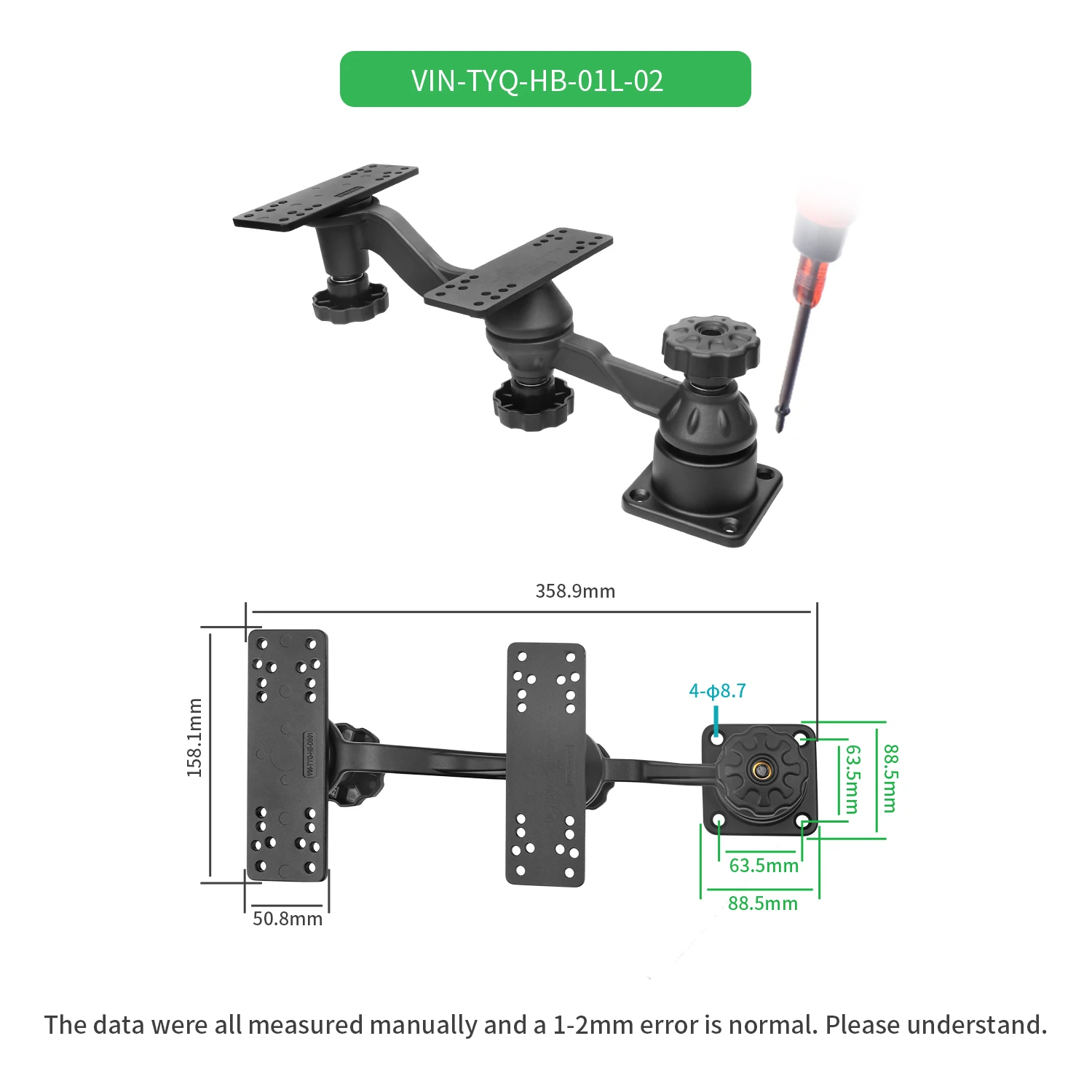 VINmounts 2026 New Dual-Mount Detector Bracket Compatible with Heavy-Duty Marine Electronics Mounts, Suitable for Boat and Kayak