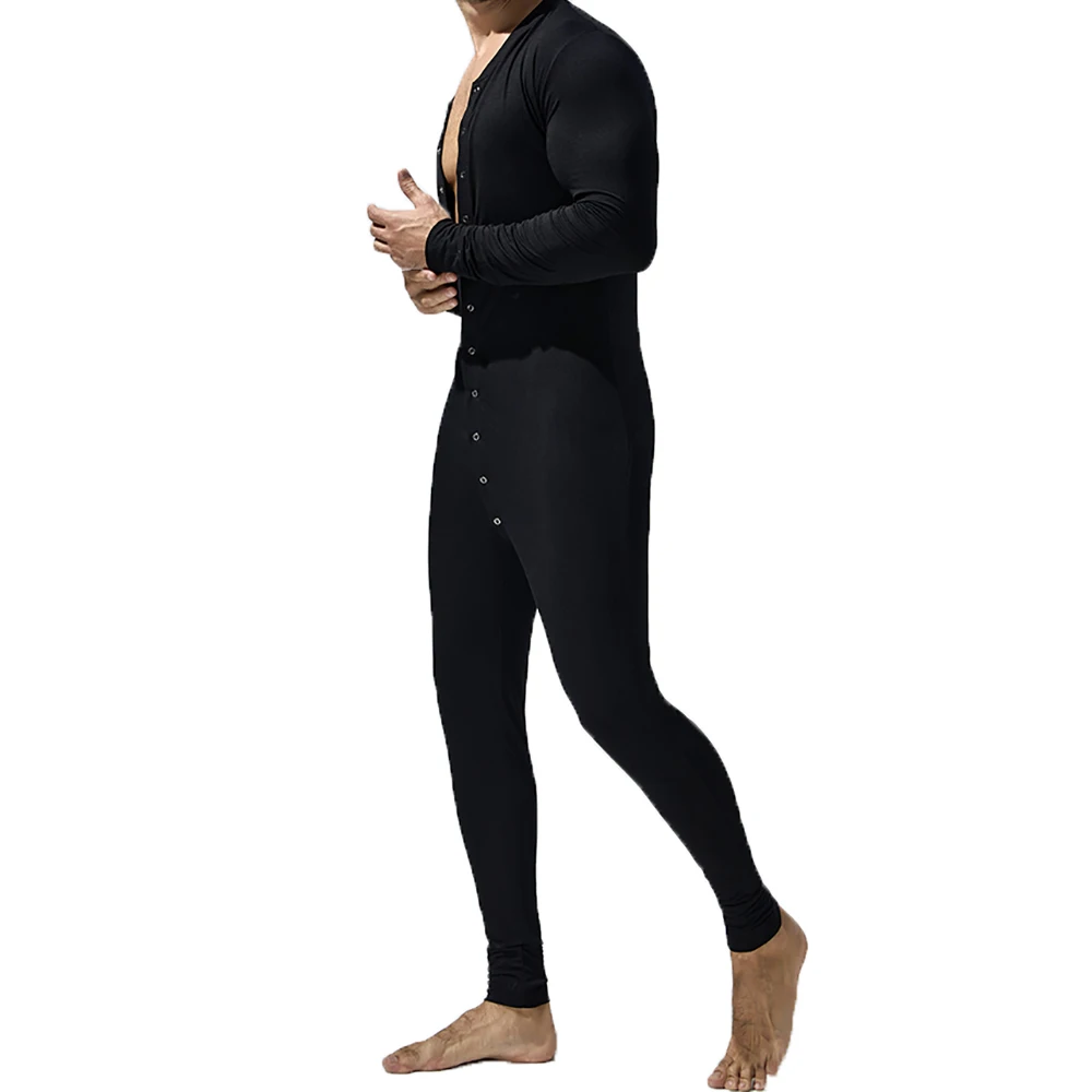 Mens Undershirts Onesies Sleepwear Long Sleeve Button Causal Jumpsuits Leggings Wrestling Singlets Bodysuits Leotard One-piece