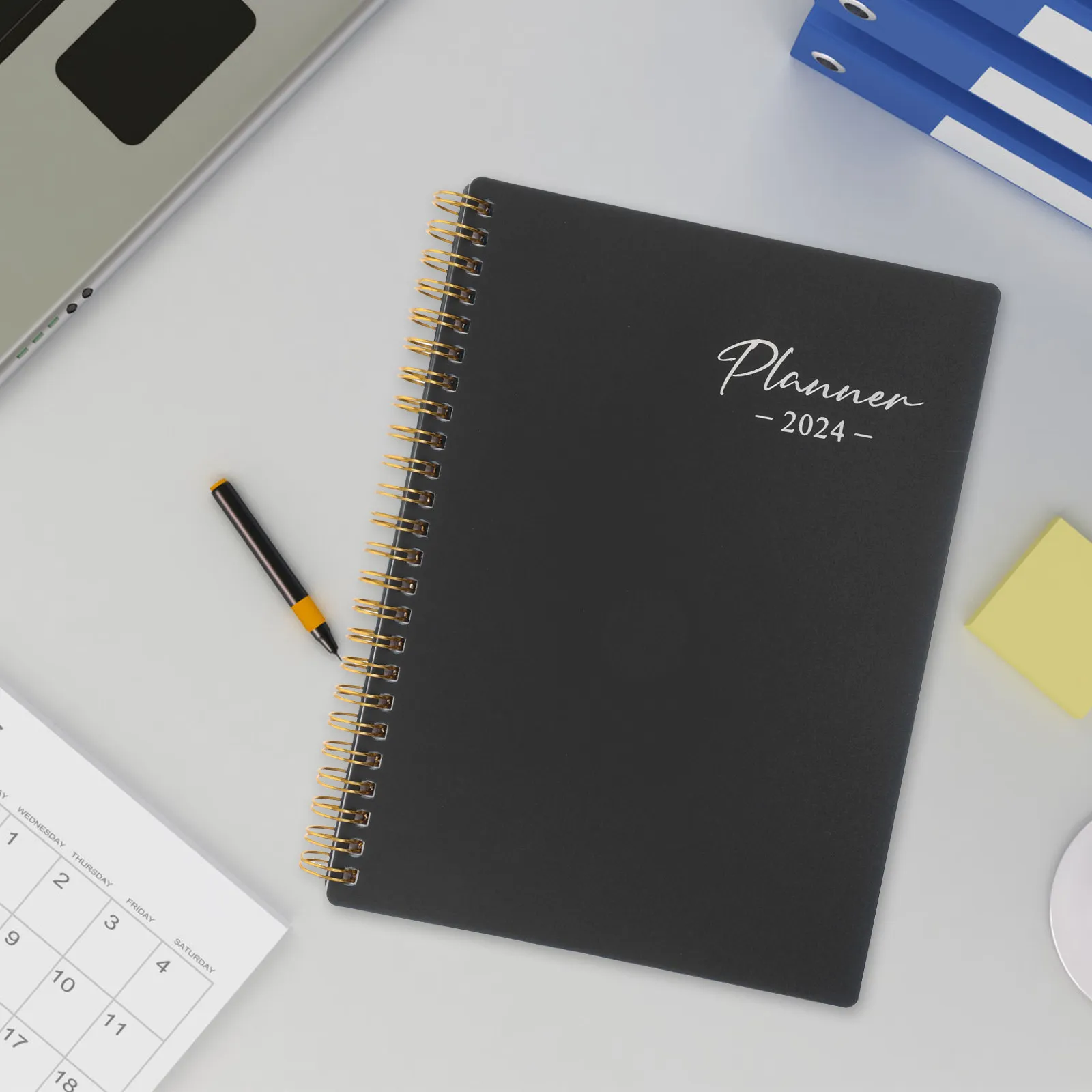 

Coil Bound Academic Planner Book Portable Daily Organizer Notebook for Students Teachers 2024 Weekly Schedule Time Management