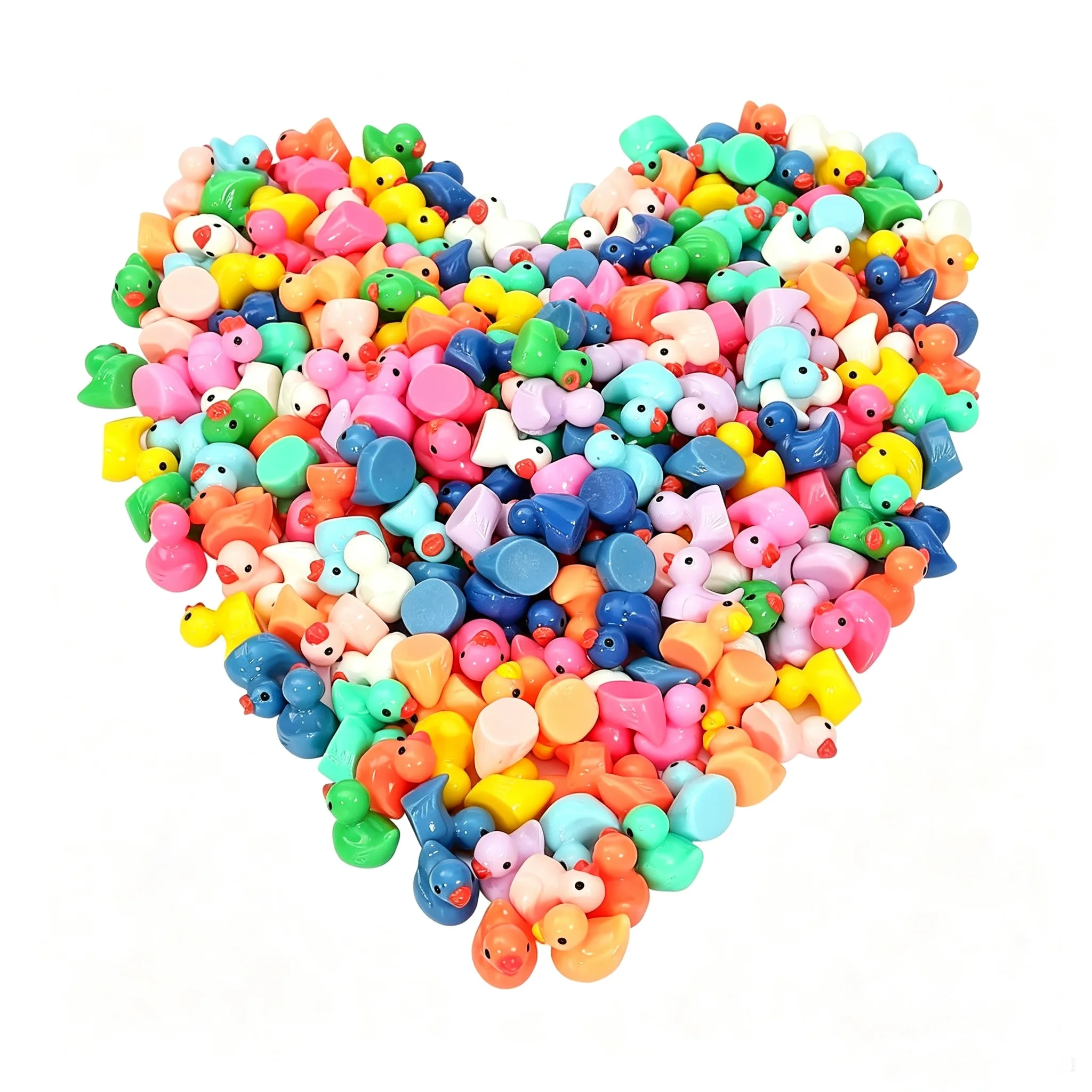 100Pcs Mini Colorful Resin Duck Figurines, Cute Tiny Duck Miniatures for Fairy Garden, Aquarium, Succulent Pot Micro Landscape