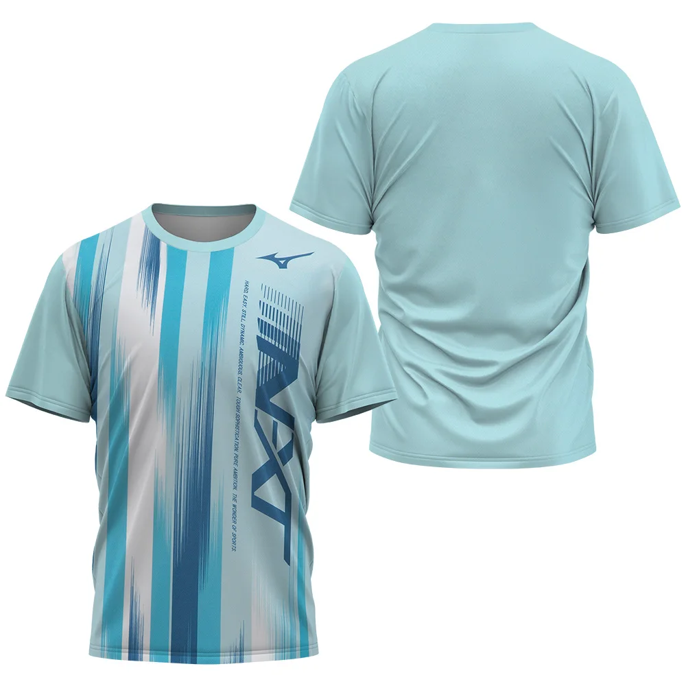 Camiseta de tênis de mesa estampada cor flor masculina, camiseta secagem rápida de badminton, voleibol, verão, 2024