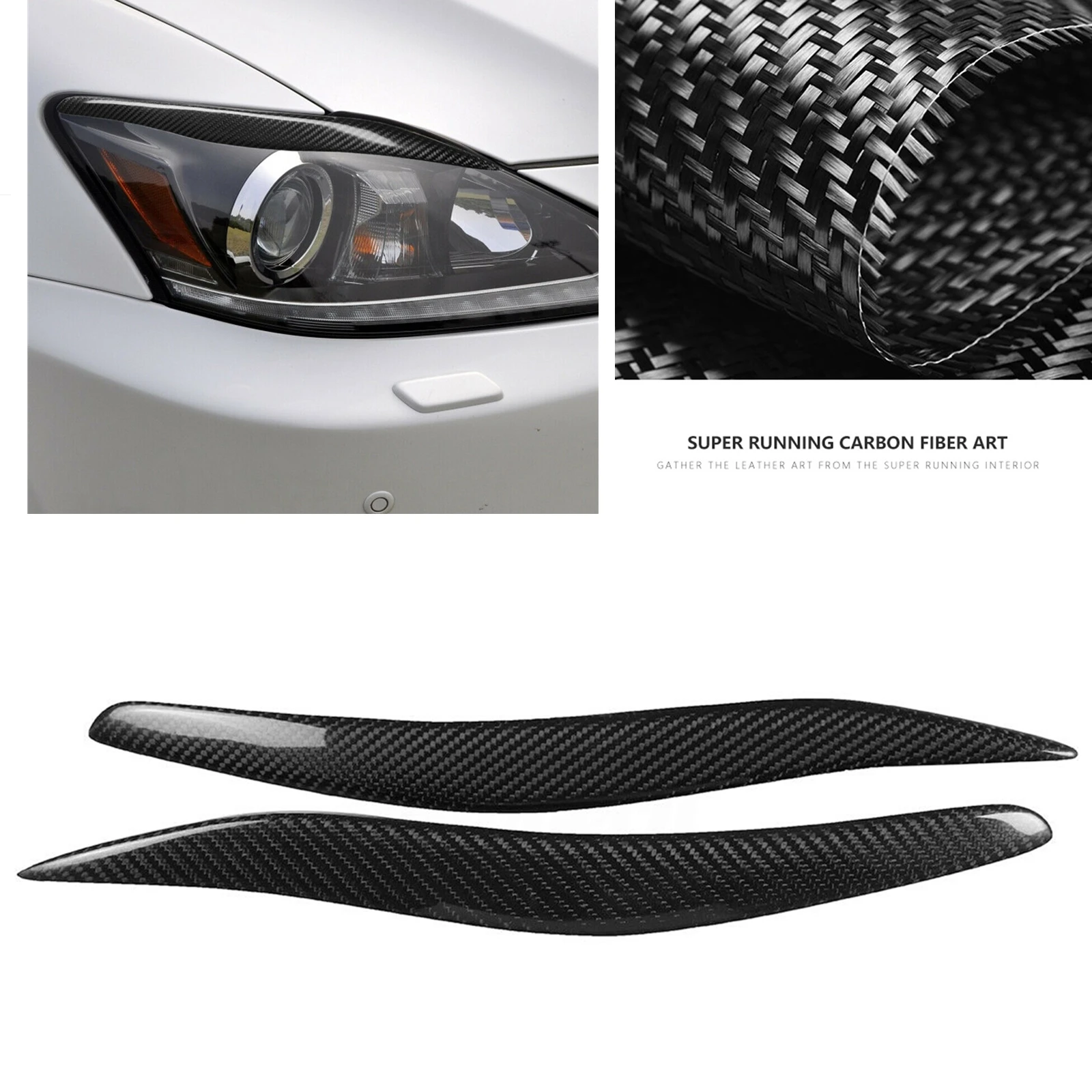 

For Lexus IS IS200 IS250 IS300 IS350 2006-2012 Head Light Lamp Cover Trim Carbon Fiber Headlight Eyelid Headlamp Eyebrow Brow